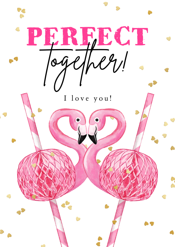 Valentinskarten - Valentinsgrüße zwei Flamingos