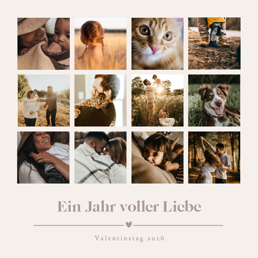 Valentinskarten - Valentinsgrußkarte eigene Fotos 'Ein Jahr voller Liebe'
