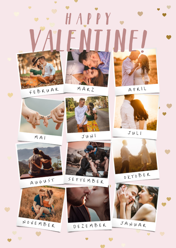 Valentinskarten - Valentinskarte Fotocollage Zwölf Monate