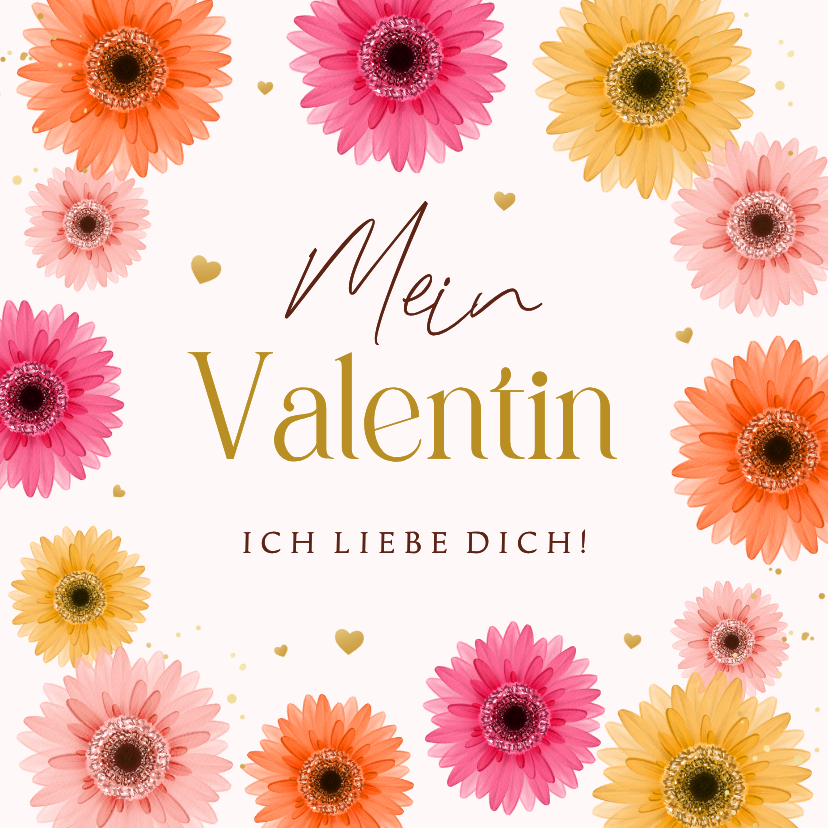 Valentinskarten - Valentinskarte fröhliche Blumen