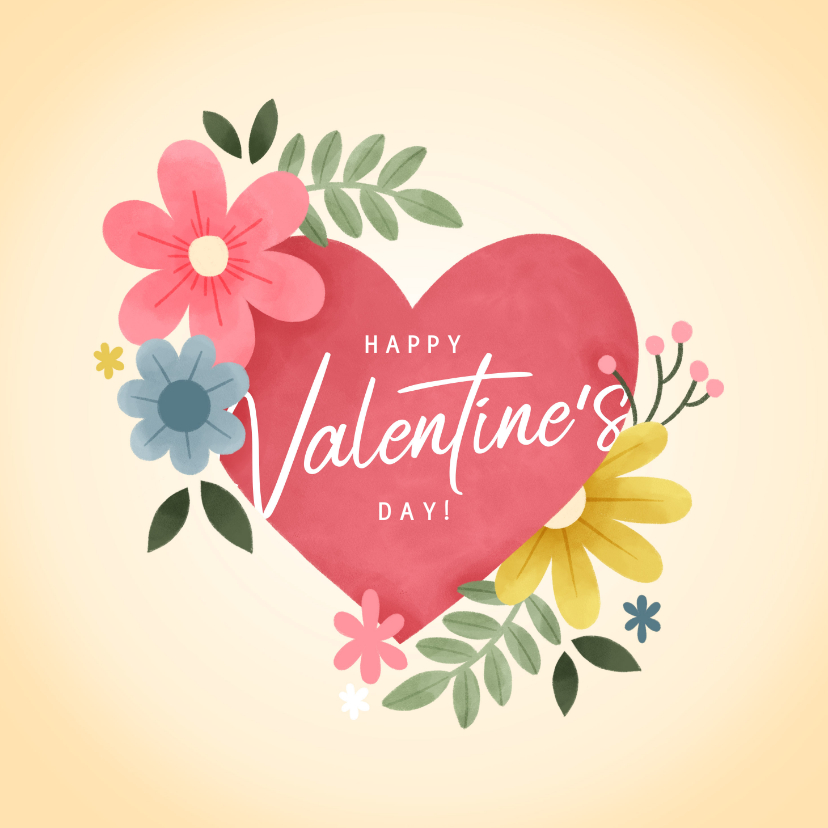 Valentinskarten - Valentinskarte Herz mit Blumen