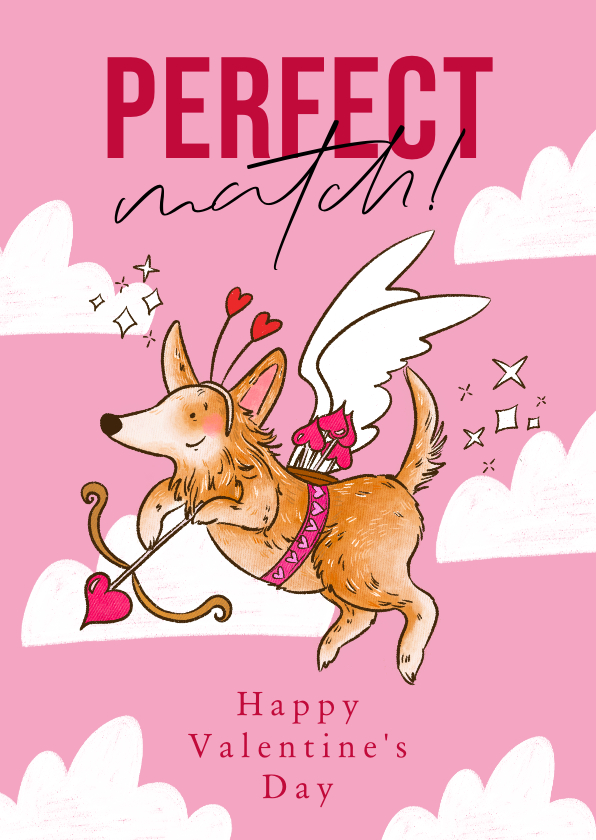 Valentinskarten - Valentinskarte Hund im Amor-Kostüm