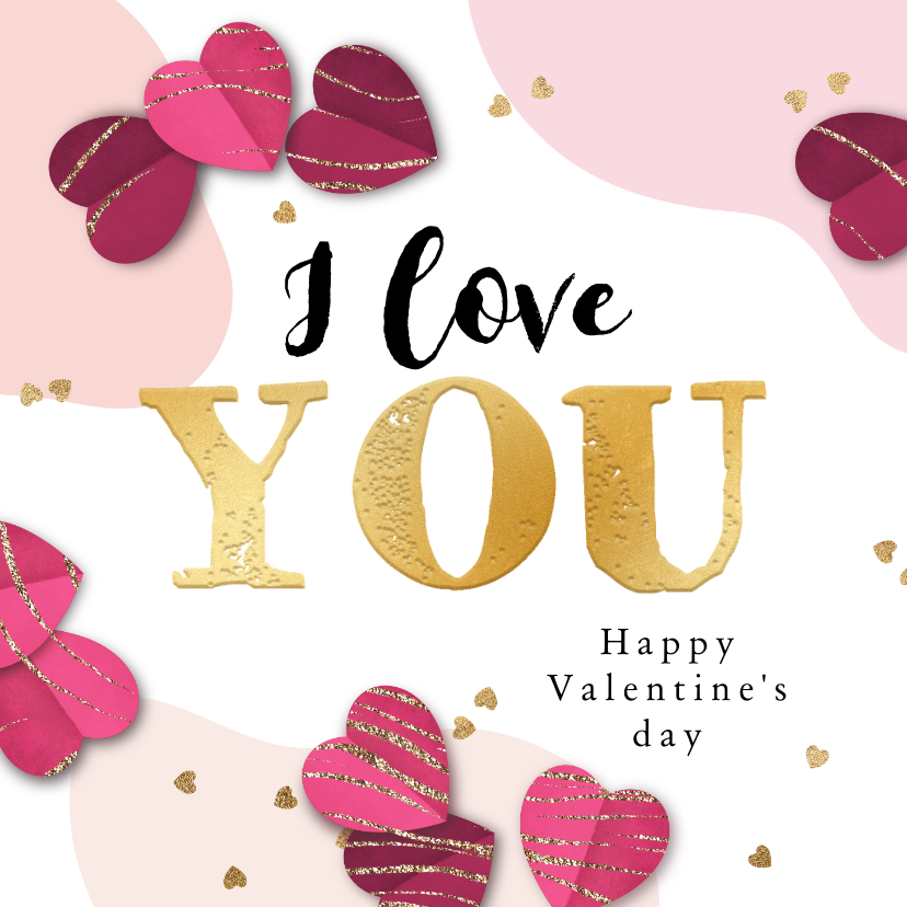 Valentinskarten - Valentinskarte 'I love you' mit Herzchen