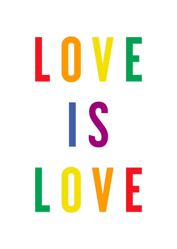Valentinskarten - Valentinskarte 'Love is love' Regenbogenfarben