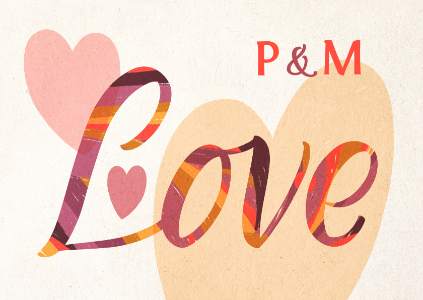 Valentinskarten - Valentinskarte Love Lettering & Initialen