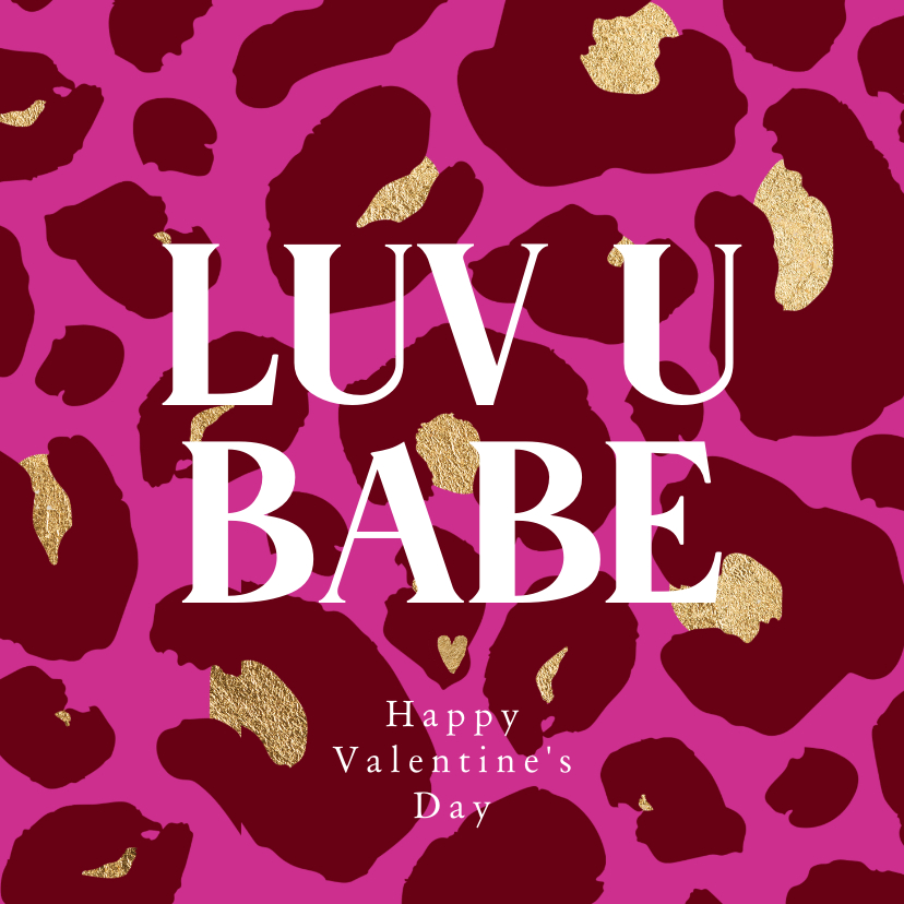 Valentinskarten - Valentinskarte 'Luv You Babe' Leopardenmuster