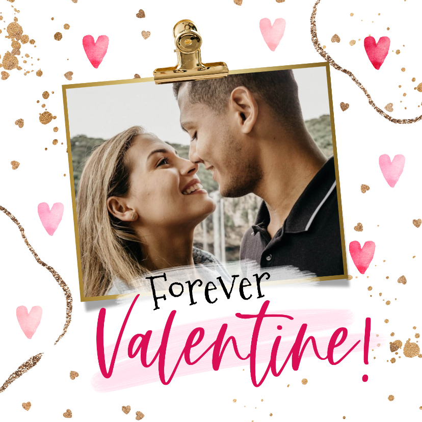 Valentinskarte mit großem Foto und Herzen - Valentinskarten Valentinskarten - Valentinskarte mit großem Foto und Herzen