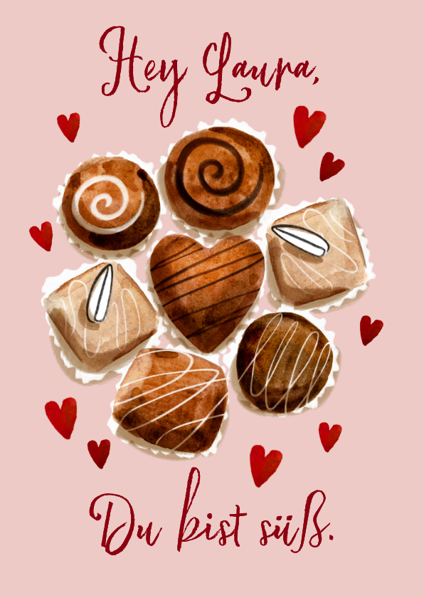 Valentinskarten - Valentinskarte Pralinen 'Du bist süß'