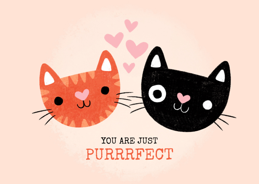 Valentinskarten - Valentinskarte 'Purrrfect' mit Katzen