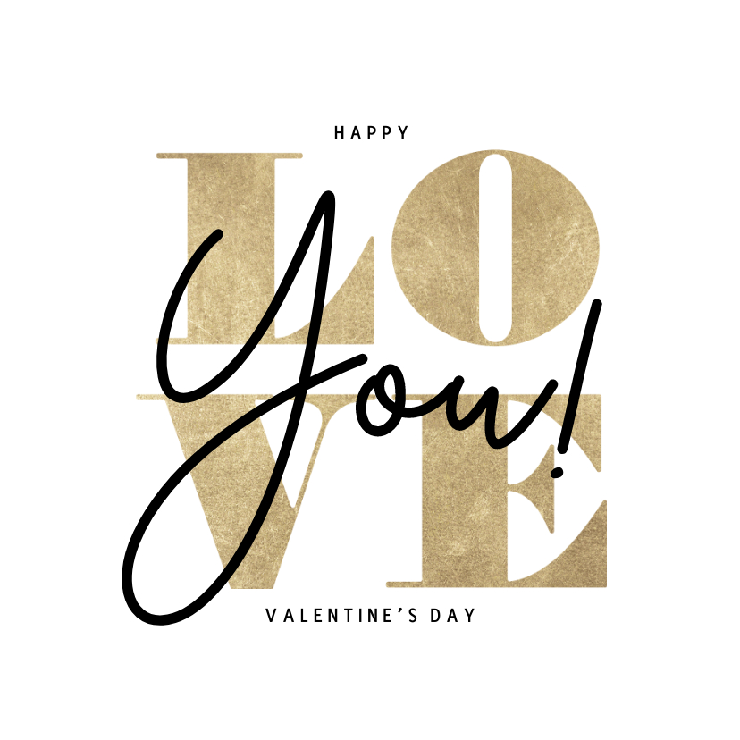 Valentinskarten - Valentinskarte Typografie 'Love You'