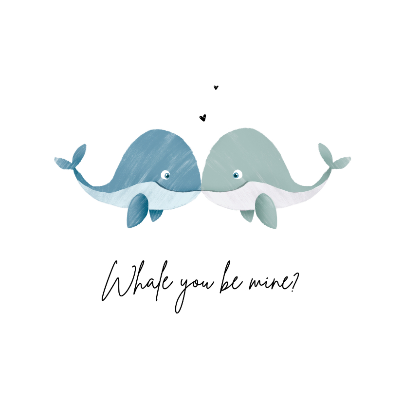 Valentinskarten - Valentinskarte 'Whale you be mine' blau & blau