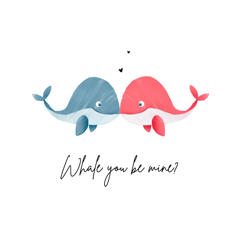 Valentinskarten - Valentinskarte 'Whale you be mine' blau & rosa