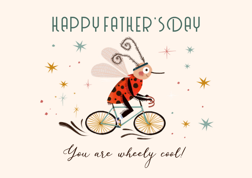 Vatertagskarten - Coole Vatertagskarte mit Käfer auf Rad