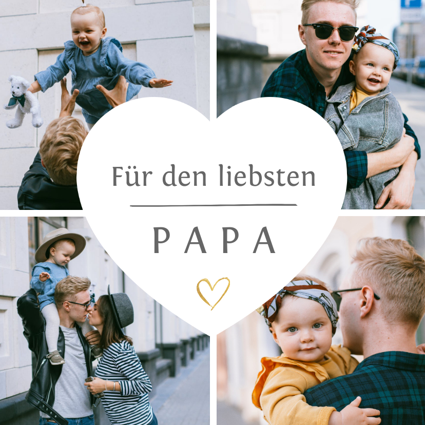 Vatertagskarten - Vatertag Fotocollage-Karte mit Herz