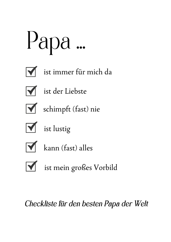 Vatertagskarten - Vatertagskarte Checkliste
