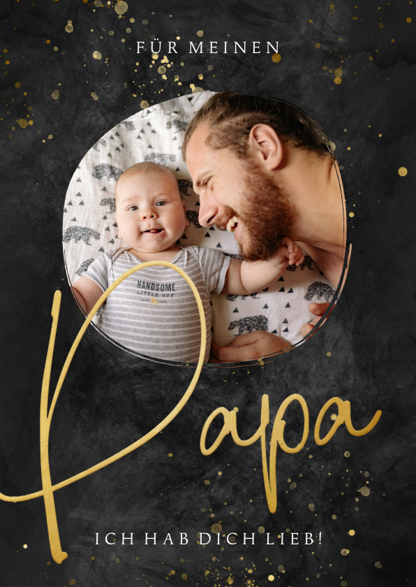Vatertagskarten - Vatertagskarte Foto & Schriftzug 'Papa'