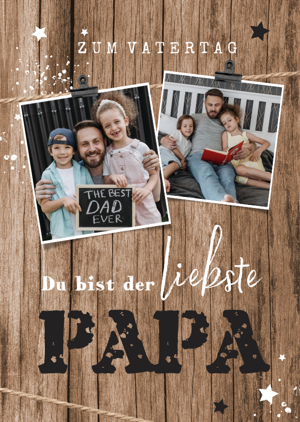 Vatertagskarten - Vatertagskarte Fotocollage auf Holz