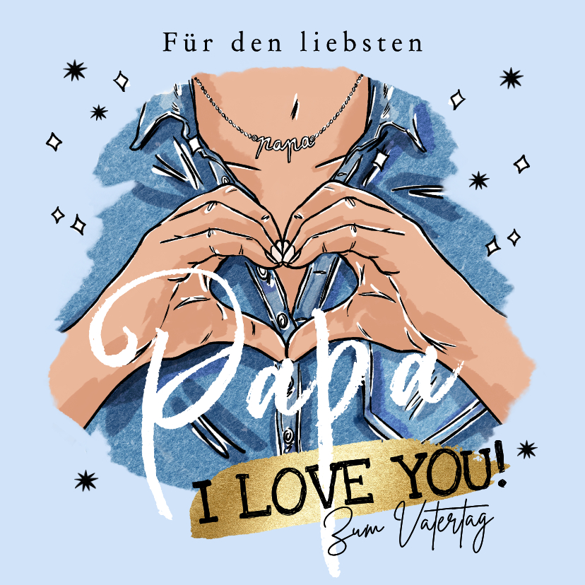 Vatertagskarten - Vatertagskarte Illustration Hände Herz 'I love you'