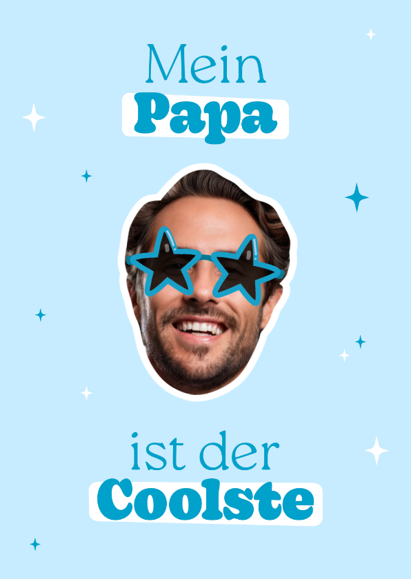Vatertagskarte mit Foto im Stickerlook Sternchenbrille Cool - Vatertagskarten Vatertagskarten - Vatertagskarte mit Foto im Stickerlook Sternchenbrille Cool