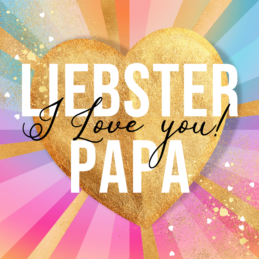 Vatertagskarten - Vatertagskarte Regenbogen goldenes Herz LGBTQ+ Papa
