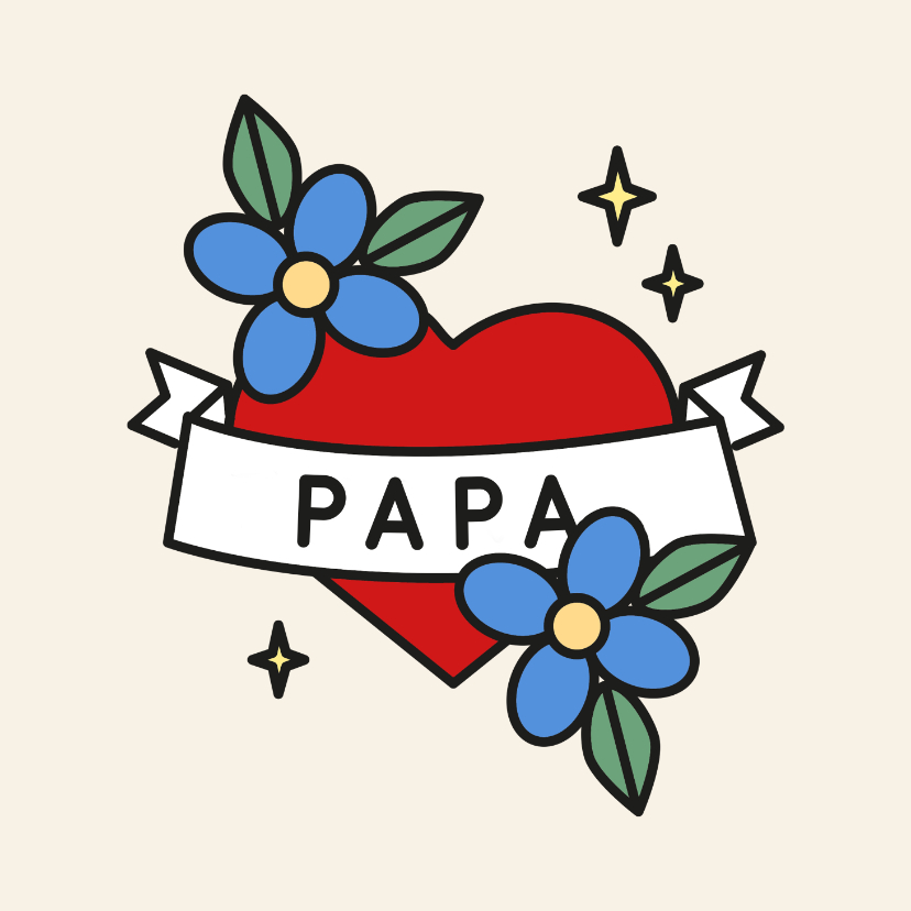 Vatertagskarten - Vatertagskarte Tattoo mit Herz