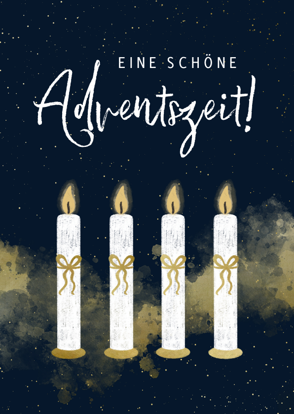 Weihnachtskarten - Adventskarte vier Kerzen mit Schleife