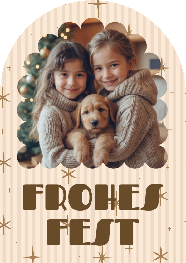 Weihnachtskarten - Bogenkarte 'Frohes Fest' gestreift Weihnachten mit Foto