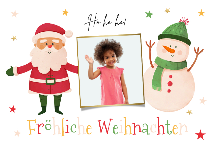 Bunte Weihnachtskarte Foto und Figuren - Weihnachtskarten Weihnachtskarten - Bunte Weihnachtskarte Foto und Figuren
