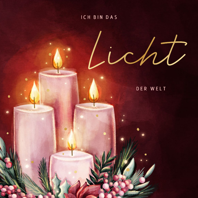 Christliche Grußkarte Advent vier Adventskerzen - Weihnachtskarten Weihnachtskarten - Christliche Grußkarte Advent vier Adventskerzen