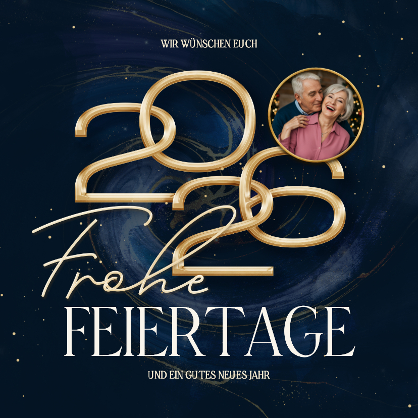 Dunkelblaue Weihnachtskarte Marmoroptik 2026 Foto - Weihnachtskarten Weihnachtskarten - Dunkelblaue Weihnachtskarte Marmoroptik 2026 Foto