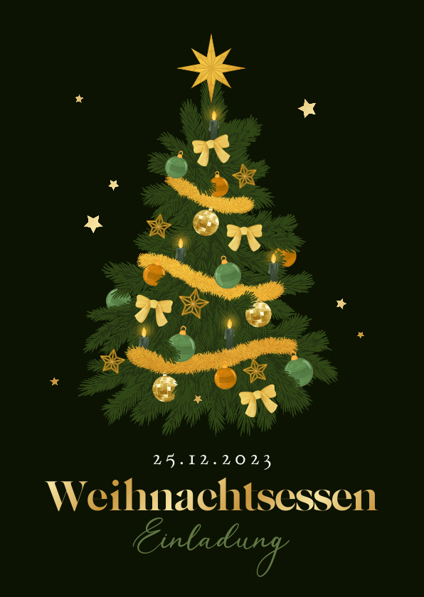 Weihnachtskarten - Einladung Weihnachtsessen nostalgischer Tannenbaum