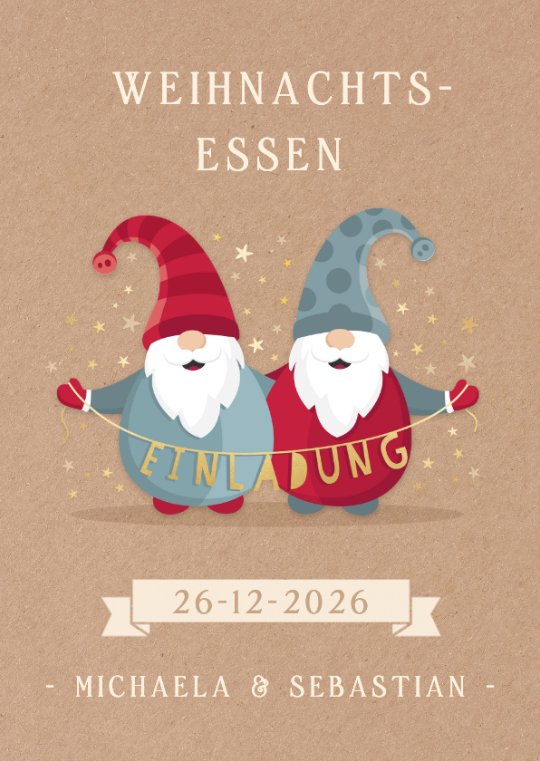 Einladung zum Weihnachtsessen lustige Wichtel - Weihnachtskarten Weihnachtskarten - Einladung zum Weihnachtsessen lustige Wichtel