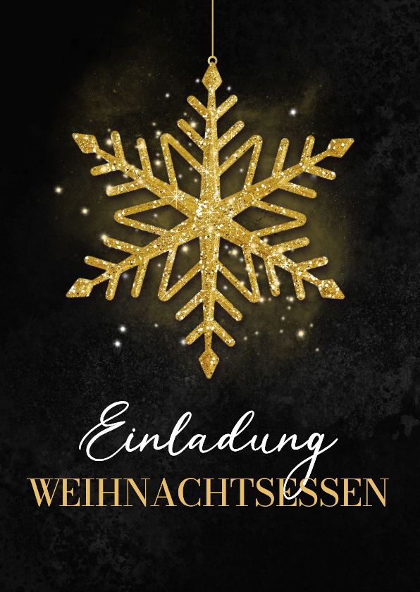 Einladungskarte Weihnachtsessen Schneekristall in Gold - Weihnachtskarten Weihnachtskarten - Einladungskarte Weihnachtsessen Schneekristall in Gold