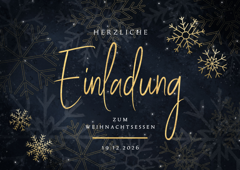Einladungskarte zum Weihnachtsessen Schneeflocken - Weihnachtskarten Weihnachtskarten - Einladungskarte zum Weihnachtsessen Schneeflocken