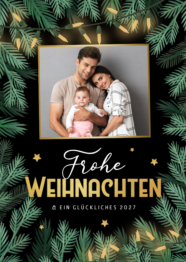 Foto-Grußkarte zu Weihnachten mit Tannenzweigen - Weihnachtskarten Weihnachtskarten - Foto-Grußkarte zu Weihnachten mit Tannenzweigen