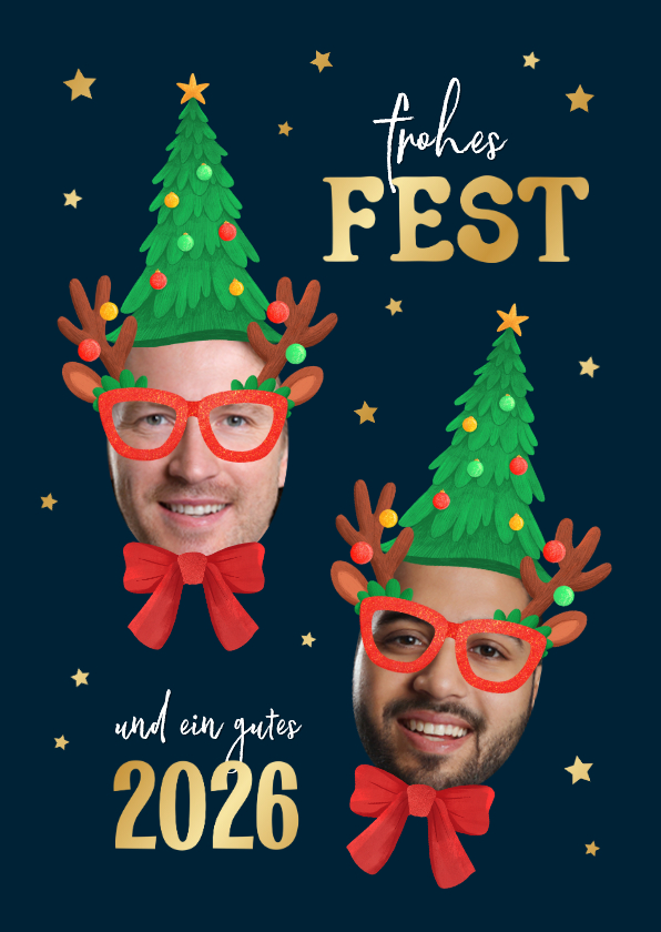 Foto-Karte Weihnachten Gesichter als lustige Weihnachtselfen - Weihnachtskarten Weihnachtskarten - Foto-Karte Weihnachten Gesichter als lustige Weihnachtselfen