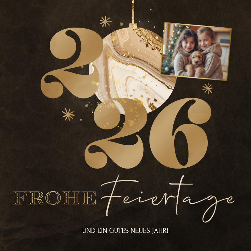 Weihnachtskarten - Foto-Weihnachskarte Marmor Christbaumkugel 2026 