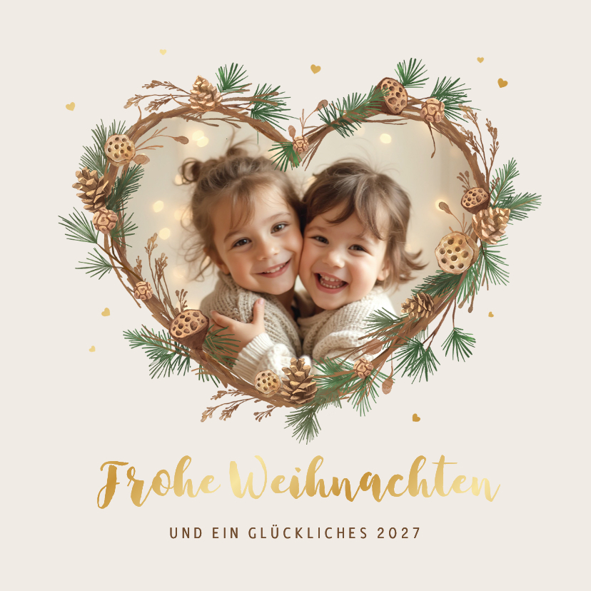 Foto-Weihnachtsgrußkarte Tannenzweige und Zapfen - Weihnachtskarten Weihnachtskarten - Foto-Weihnachtsgrußkarte Tannenzweige und Zapfen