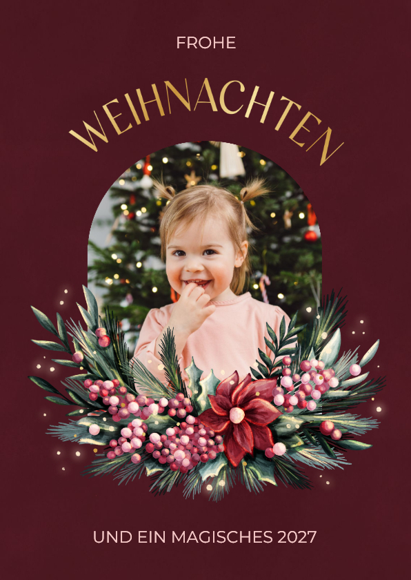 Foto-Weihnachtsgrußkarte weihnachtliches Blumengesteck - Weihnachtskarten Weihnachtskarten - Foto-Weihnachtsgrußkarte weihnachtliches Blumengesteck