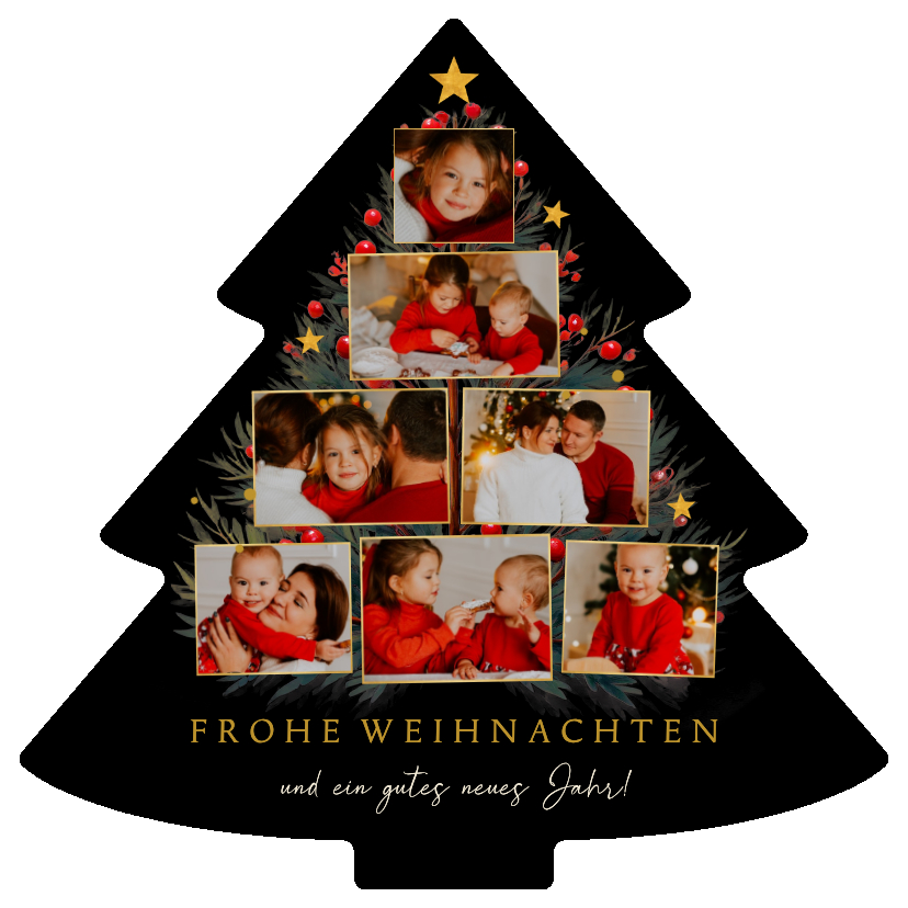 Weihnachtskarten - Foto-Weihnachtskarte Collage Weihnachtsbaum 