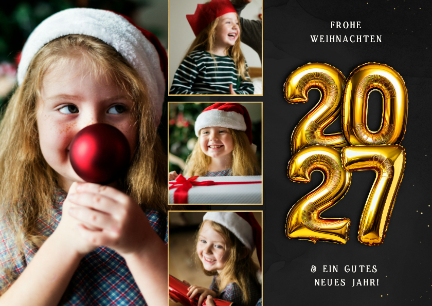 Weihnachtskarten - Foto-Weihnachtskarte Folienballon 2027 