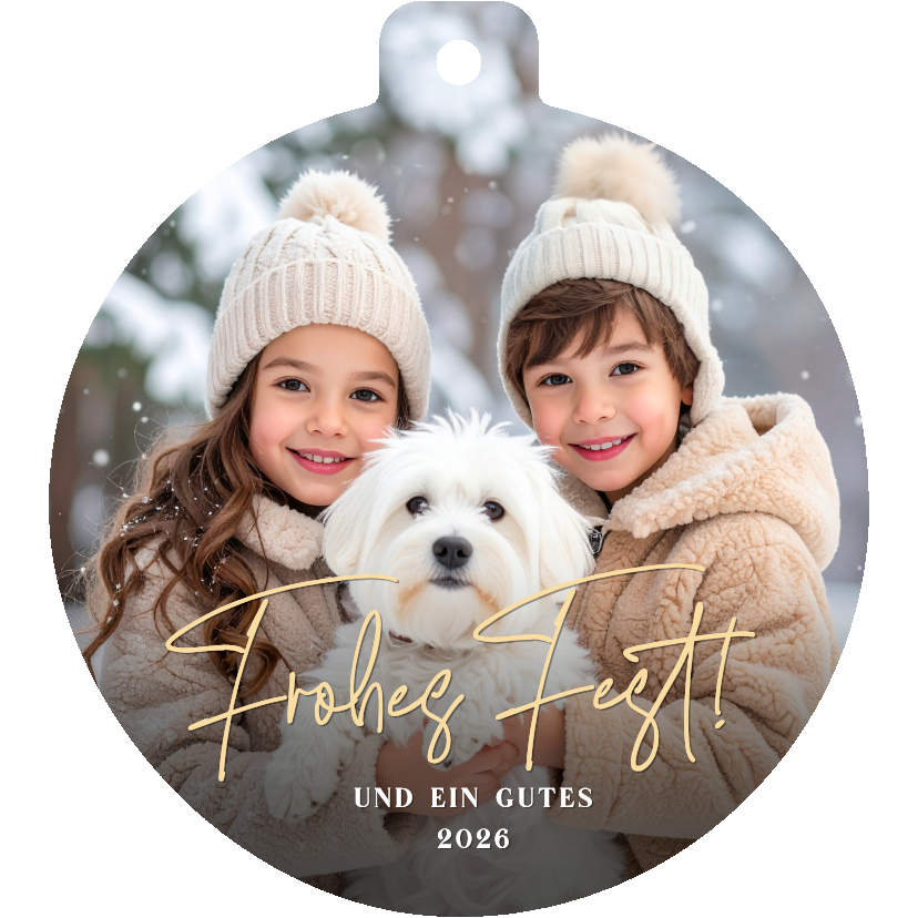 Weihnachtskarten - Foto-Weihnachtskarte 'Frohes Fest' Kugelform