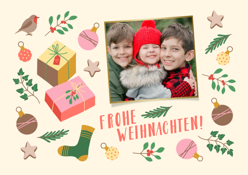 Weihnachtskarten - Foto-Weihnachtskarte kleine Symbole