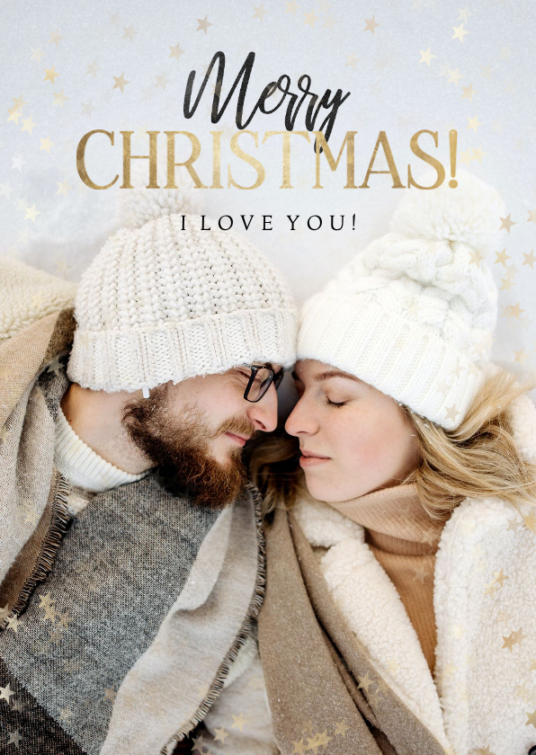 Weihnachtskarten - Foto-Weihnachtskarte 'Merry Christmas' mit Sternchen