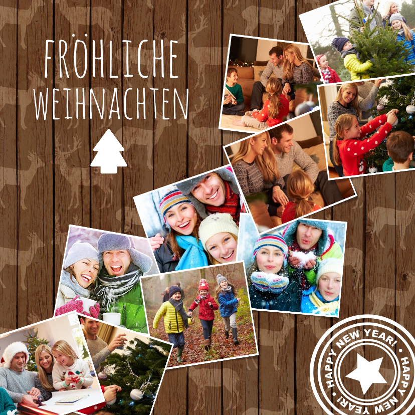 Foto-Weihnachtskarte mit 10 Fotos auf Holz - Weihnachtskarten Weihnachtskarten - Foto-Weihnachtskarte mit 10 Fotos auf Holz