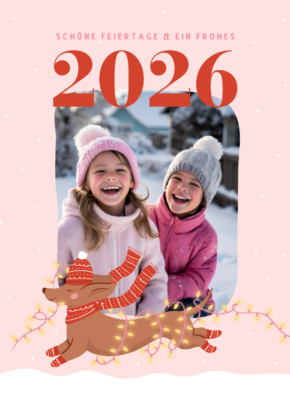 Foto-Weihnachtskarte mit Dackel und 2027 - Weihnachtskarten Weihnachtskarten - Foto-Weihnachtskarte mit Dackel und 2027