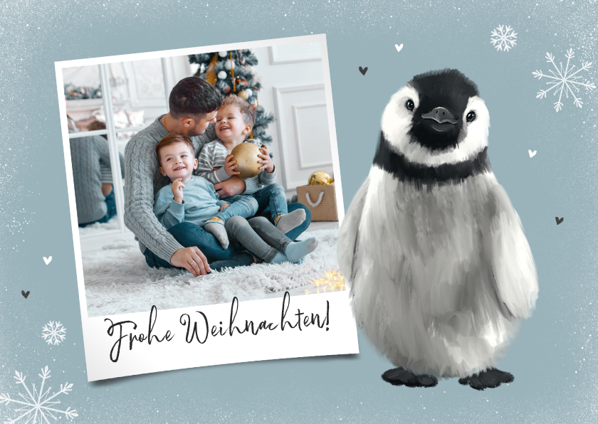 Weihnachtskarten - Foto-Weihnachtskarte mit Pinguin