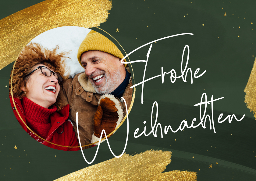 Weihnachtskarten - Foto-Weihnachtskarte Pinselstriche Goldlook