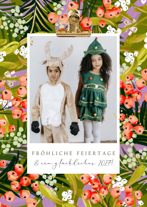 Foto-Weihnachtskarte Zweige & Beeren - Weihnachtskarten Weihnachtskarten - Foto-Weihnachtskarte Zweige & Beeren