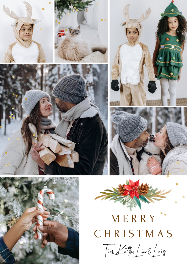 Weihnachtskarten - Fotocollage Weihnachtskarte Blumengesteck Weihnachtsstern